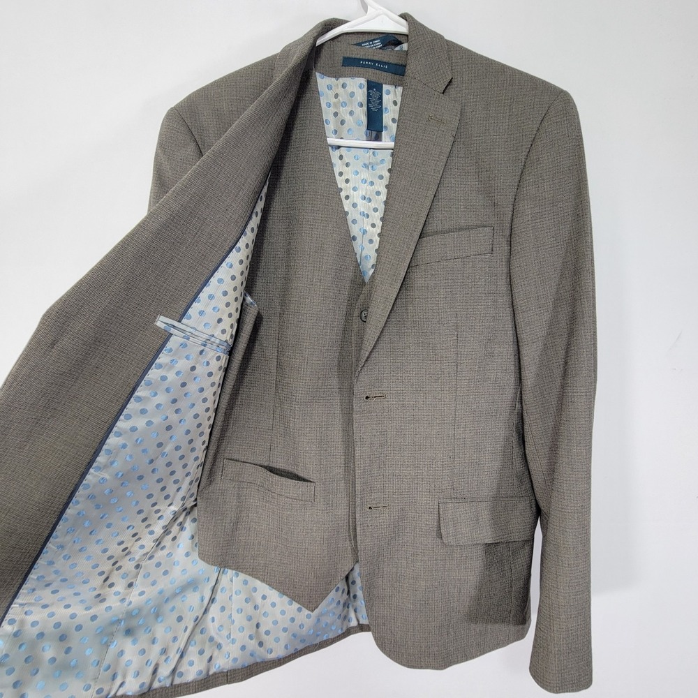 Perry Ellis Men's Sport Coat Blazer &‎ Vest Brown Polyester Blend Size SMALL